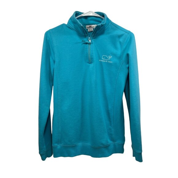 Vineyard Vines Whale 1/4 Zip Sweatshirt Pullover Womens XS Logo Blue Preppy - Picture 3 of 4